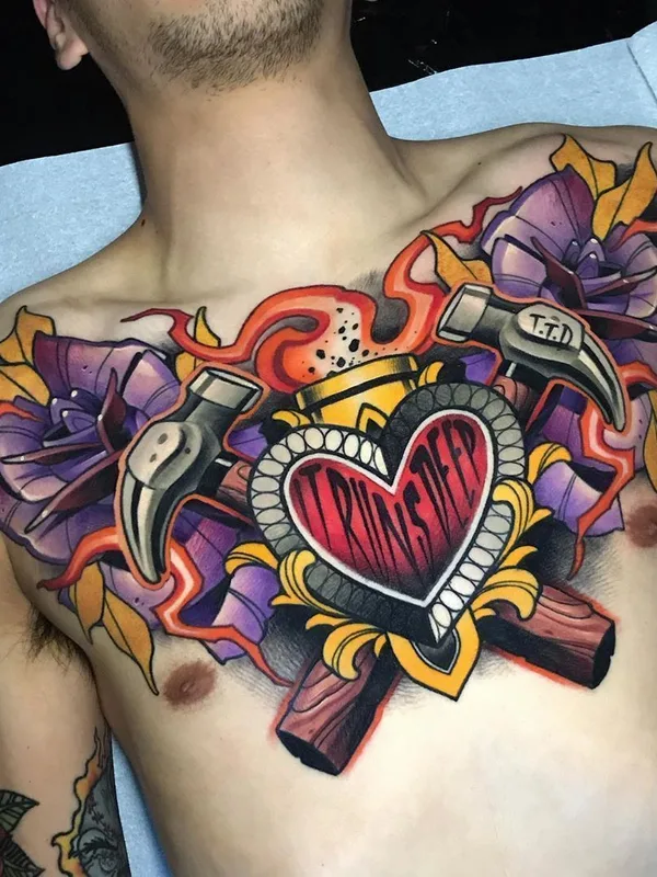 male color neo traditional tatouage sur chest #36392 | Artiste tatoueur Siemor tattooer