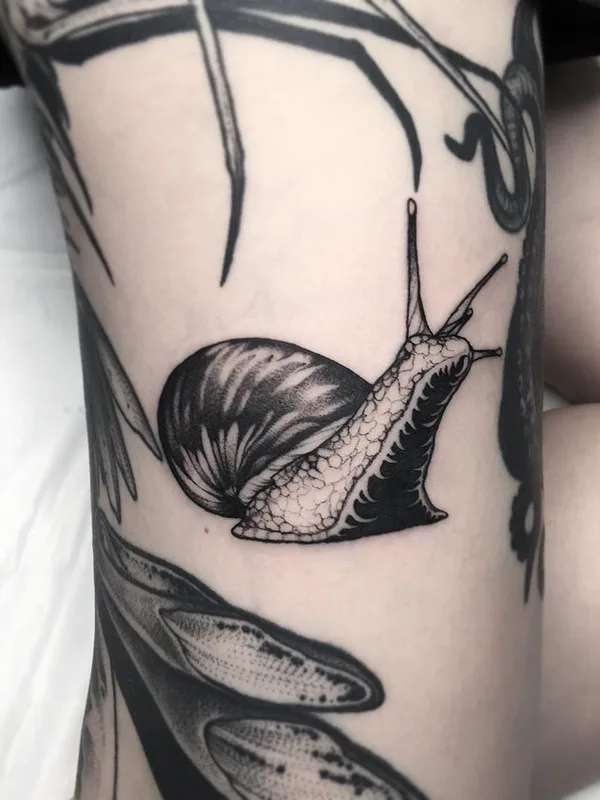black blackwork татуировка на thigh #36405 | Тату мастер Vladimir Pride