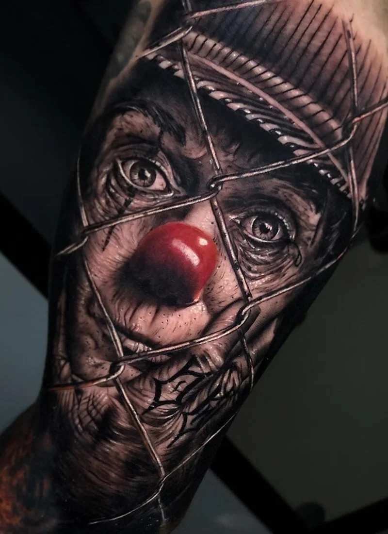 Everyone can become a clown in tattoos by Alberto Escobar