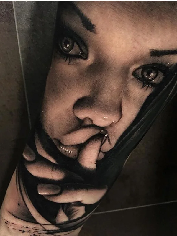 female black and grey realism tattoo on forearm #36431 | Tattoo Artist Alberto Escobar