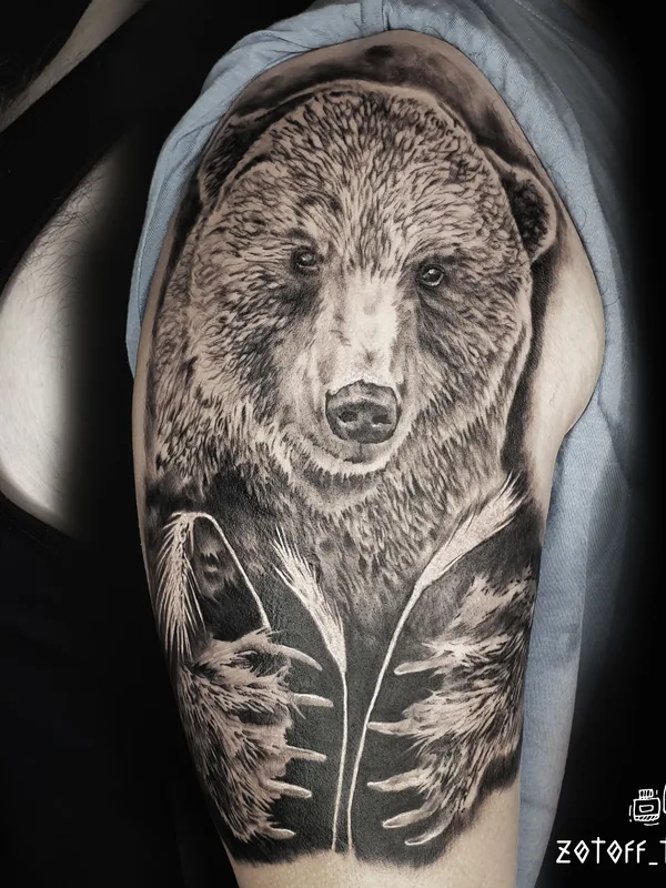 black and grey realism tattoo on upper arm #36477 | Tattoo Artist zotoff_tattoo