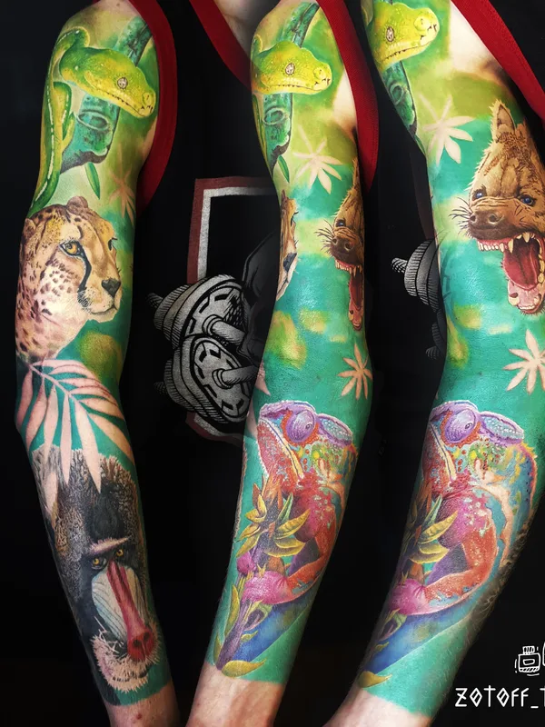 color realism tattoo on full sleeve #36480 | Tattoo Artist zotoff_tattoo