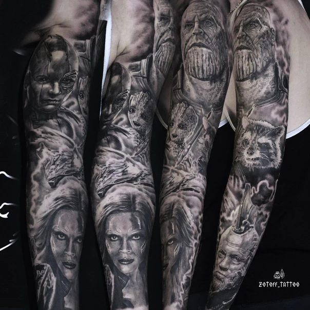 Реализм Characters, Portrait tattoo на Полный рукав