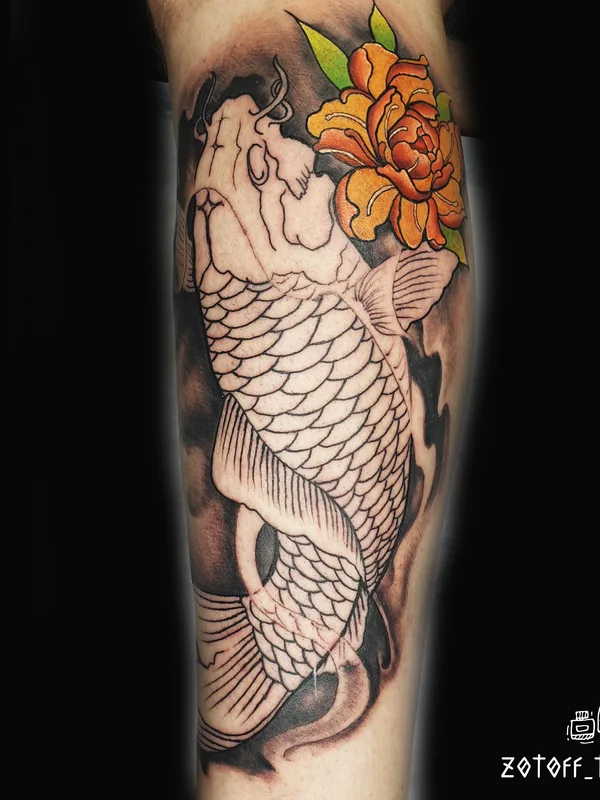 color japanese tattoo on calf #36476 | Tattoo Artist zotoff_tattoo