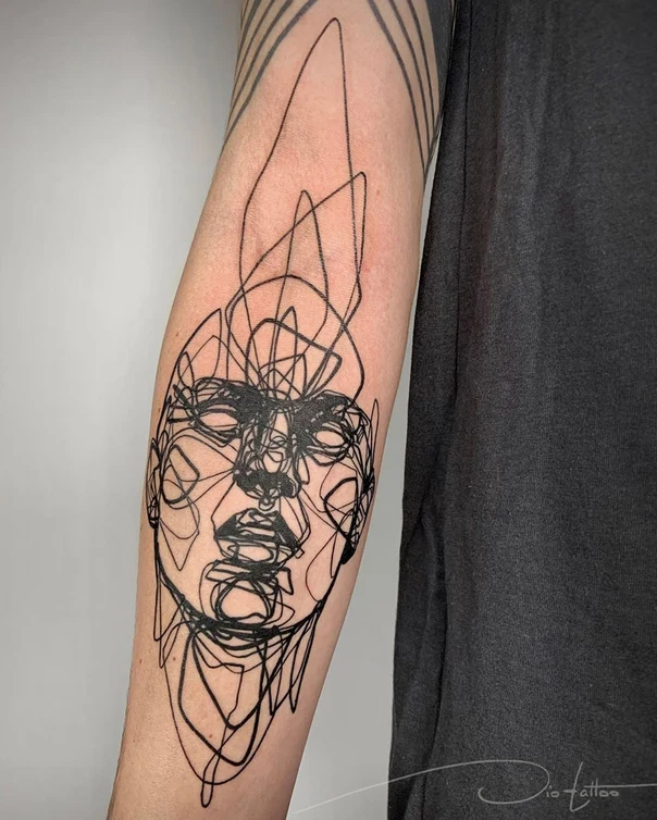 Sketch Face, Portrait tattoo on Forearm