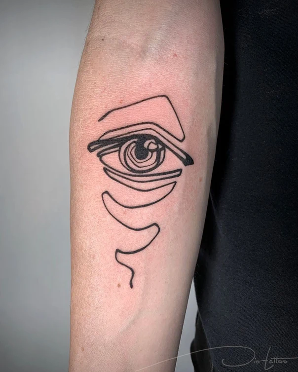 Linework Eye tattoo on Forearm
