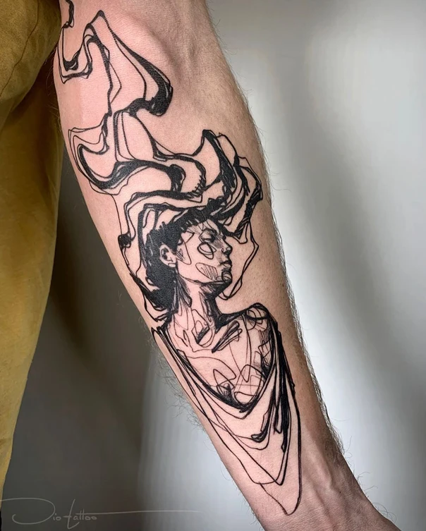 Sketch Portrait tattoo on Forearm