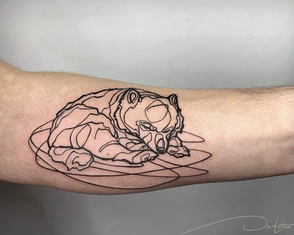 Linework Bear tattoo on Forearm