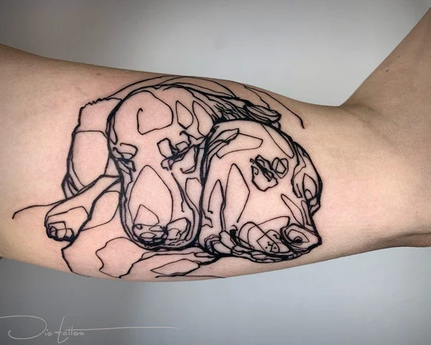 Linework Dog tattoo on Forearm