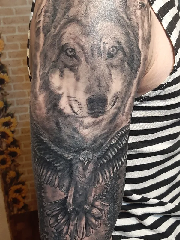 black and grey realism tatuaje en full sleeve #36580 | Tatuador Игорь Иванов