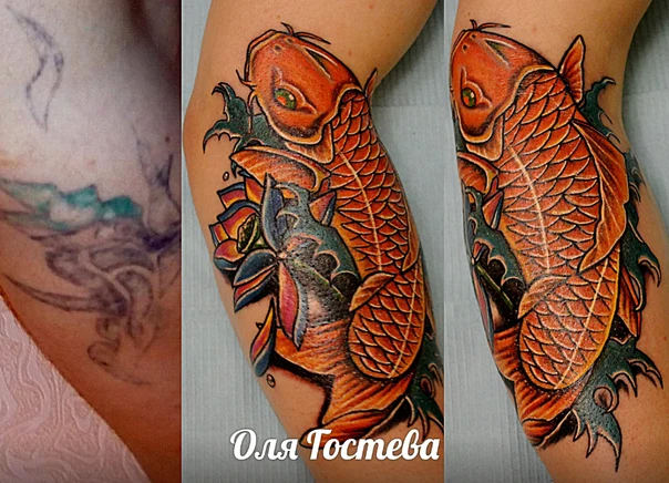 Японская Koi fish, Water tattoo на Предплечье