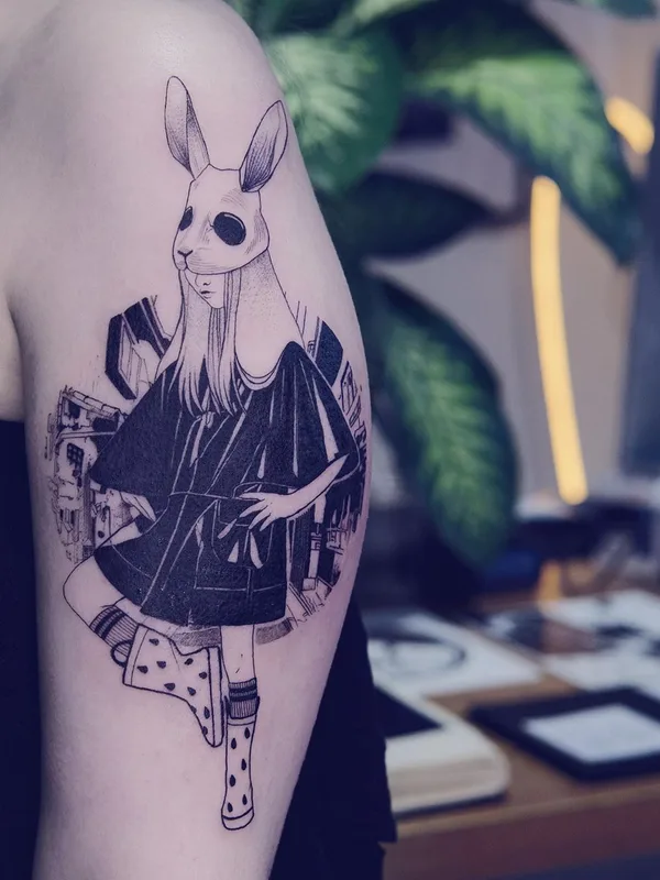 female black blackwork 타투 부위 upper arm #36867 | 타투이스트 Serena Caponera