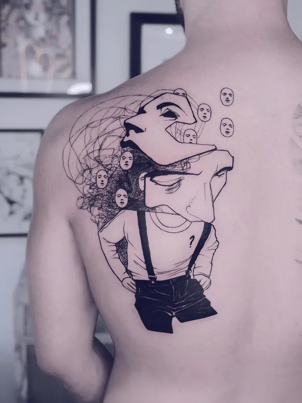 black sketch 타투 부위 upper back #36870 | 타투이스트 Serena Caponera