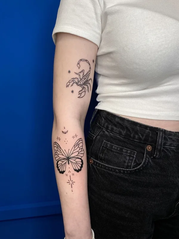 female black linework 타투 부위 forearm #40517 | 타투이스트 Kir D.