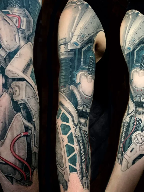 color biomechanical 타투 부위 full sleeve #40548 | 타투이스트 Константин Алексеев