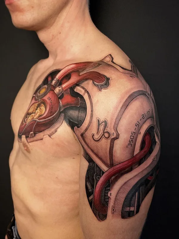 male color biomechanical 타투 부위 shoulder #40550 | 타투이스트 Константин Алексеев