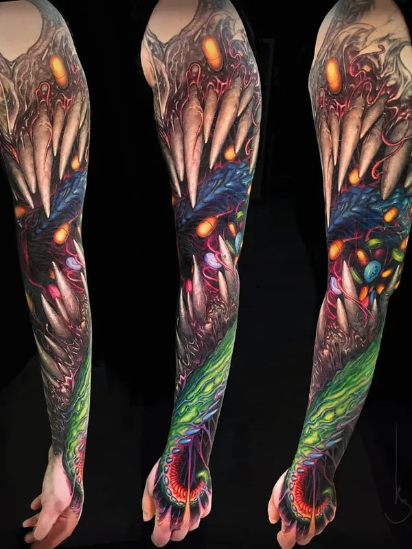 color biomechanical 타투 부위 full sleeve #40552 | 타투이스트 Константин Алексеев