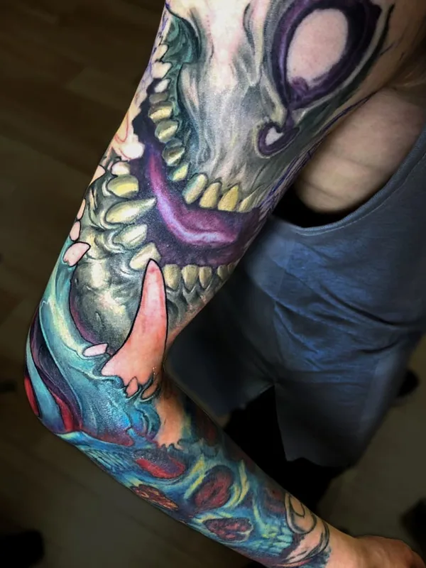 color biomechanical 타투 부위 full sleeve #40553 | 타투이스트 Константин Алексеев