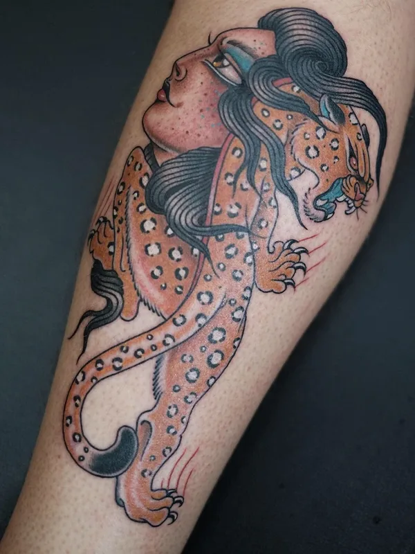 color neo traditional Tatuagem em calf #40646 | Tatuador ЕГОР ХИМЕНКОВ