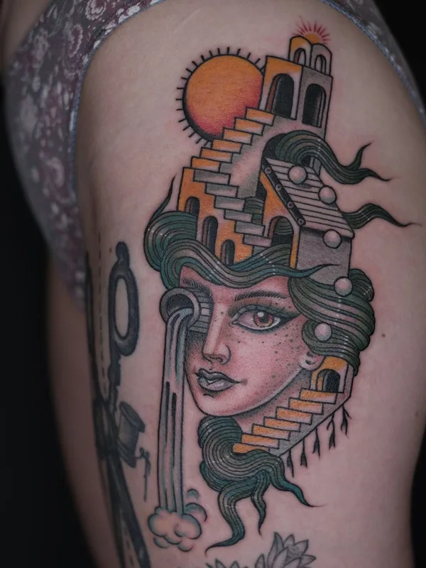 female color illustrative Tatuagem em thigh #40644 | Tatuador ЕГОР ХИМЕНКОВ