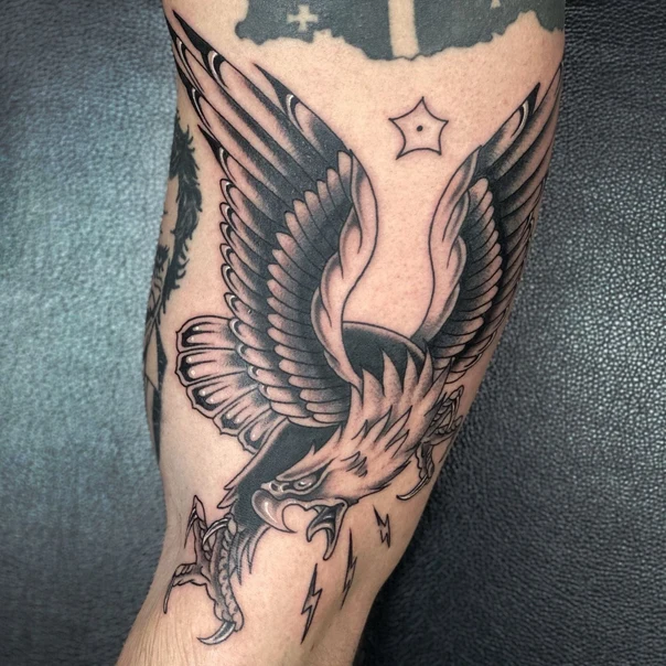 Traditional Eagle, Wings tattoo on Forearm