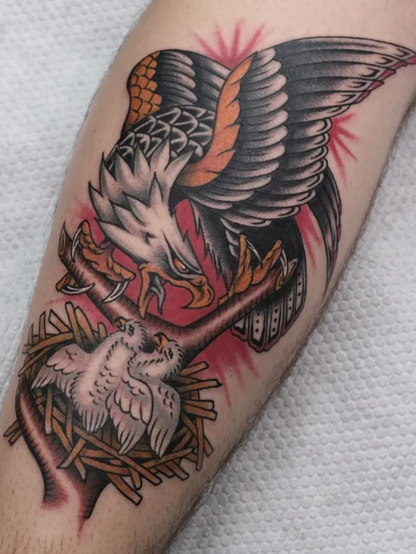 color traditional Tatuagem em calf #40642 | Tatuador ЕГОР ХИМЕНКОВ