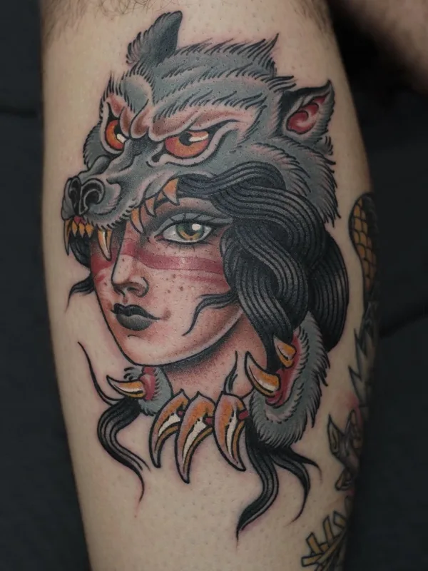 female color neo traditional Tatuagem em calf #40643 | Tatuador ЕГОР ХИМЕНКОВ