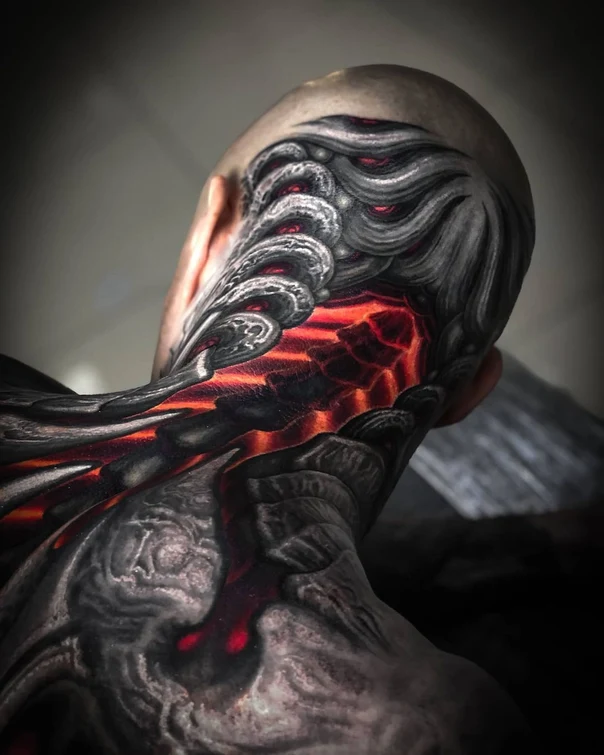 Биомеханика Abstract, Organic tattoo на Back of neck