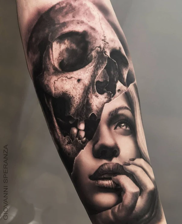 Realism Skull, Portrait tattoo on Forearm