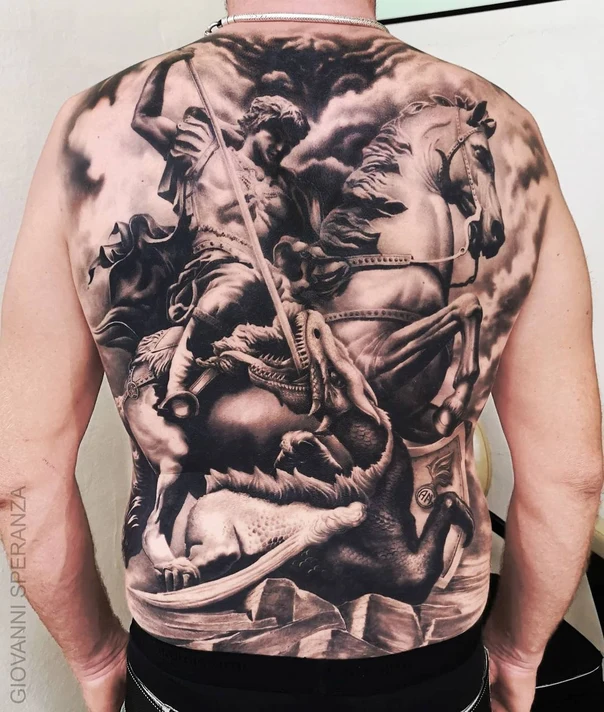 Realism Mythological, Dragon tattoo on Full Back