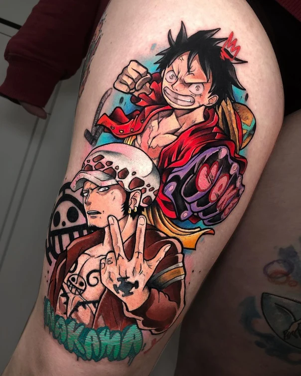 Anime Anime character, Skull tattoo on Thigh