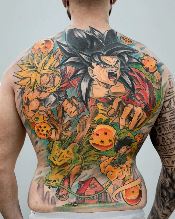 Anime Dragon ball z, Characters tattoo on Full Back