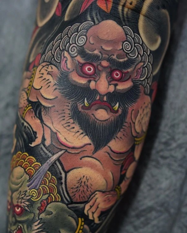 Japanese Demon, Dragon tattoo on Full Sleeve