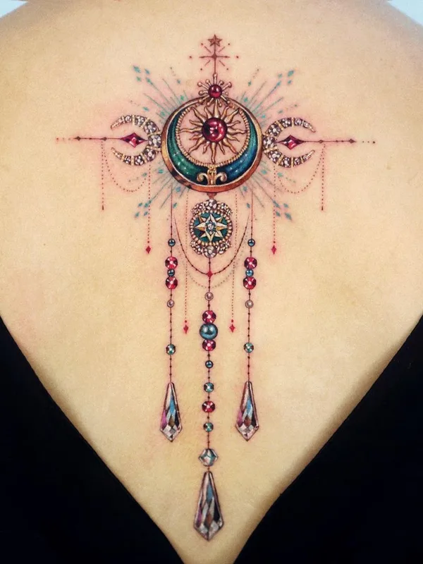 female color ornamental 타투 부위 upper back #40917 | 타투이스트 Yeriel Tattoo