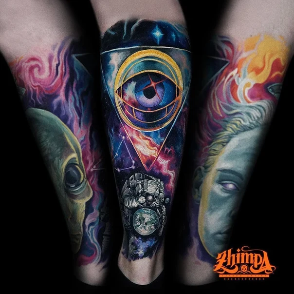 Realism Eye, Space tattoo on Forearm