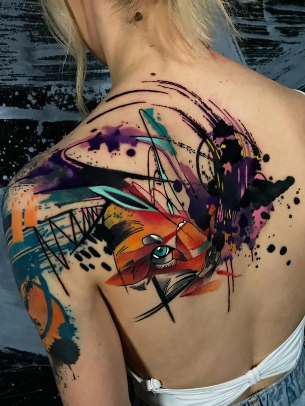 female color abstract татуировка на shoulder blade #40991 | Тату мастер Alcaz Alex