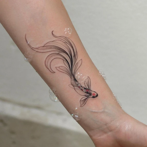 Fineline Fish tattoo on Forearm