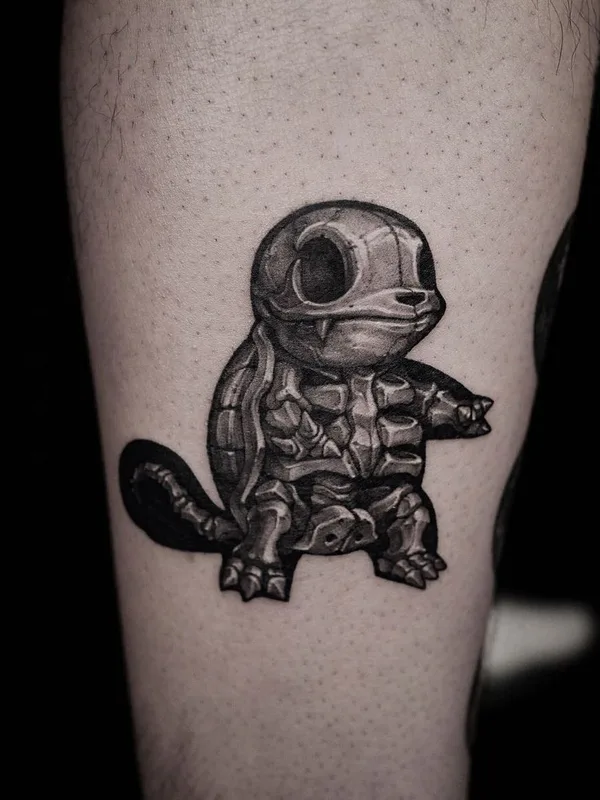black and grey black and grey Tatuaggio su calf #41018 | Tatuatore Gara