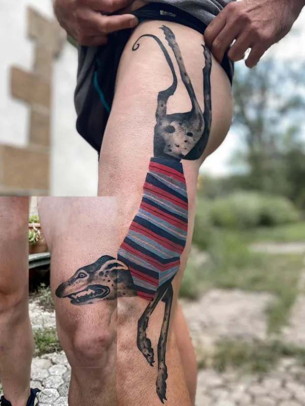 color illustrative tattoo on thigh #41037 | Tattoo Artist Mariñe Perez
