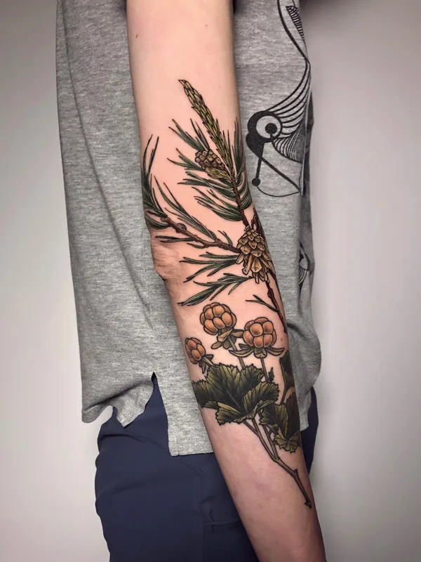 female color botanic Tatuagem em forearm #55281 | Tatuador Ольга Некрасова