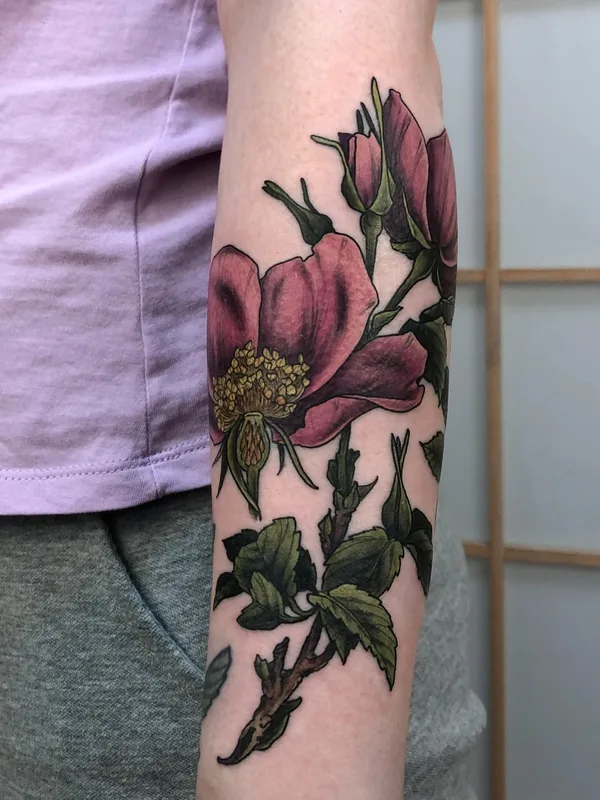 female color botanic Tatuagem em forearm #55289 | Tatuador Ольга Некрасова