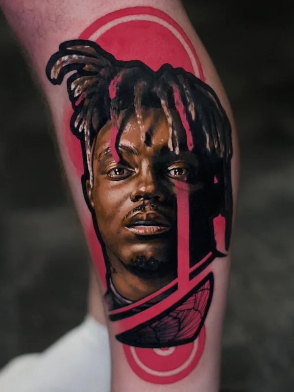 male color realism tatuaje en calf #55384 | Tatuador Colin Whitfield