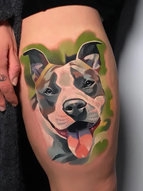 color realism 纹身 在 thigh #55400 | 纹身师 Łukasz Plumbaum