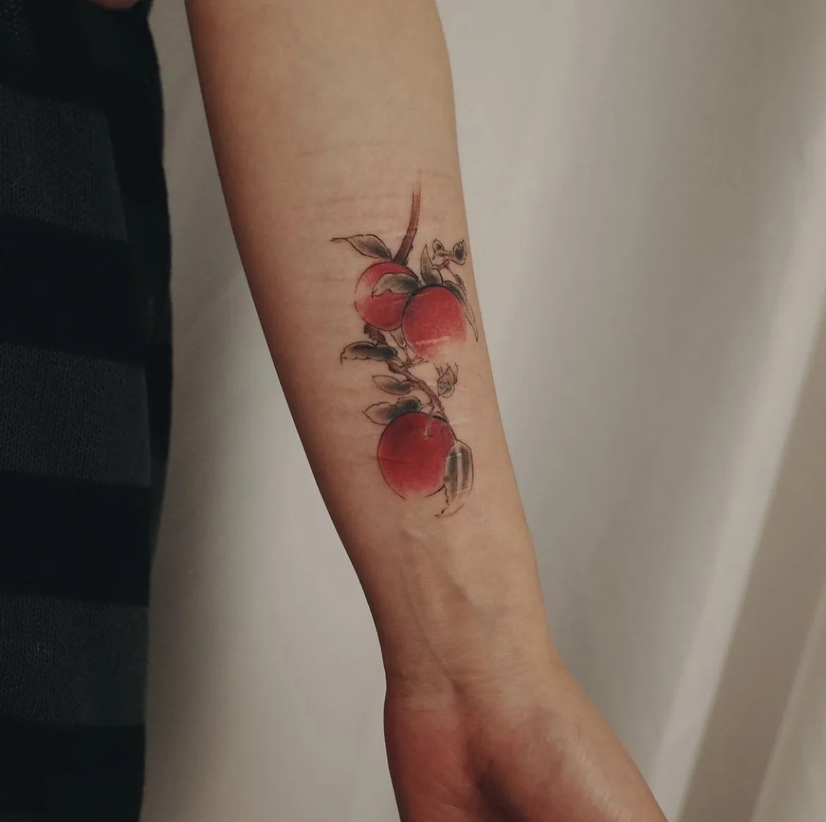 Apple tree tattoo in oriental painting style