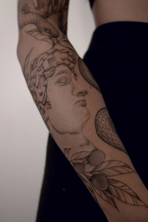 Скетч / Набросочная Portrait, Snake tattoo на Предплечье