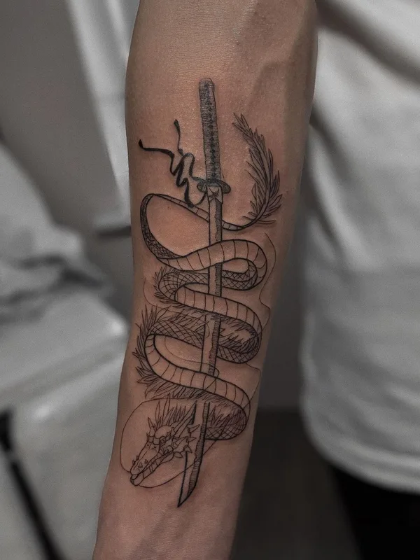 black linework татуировка на forearm #55488 | Тату мастер Юлия Арбузова