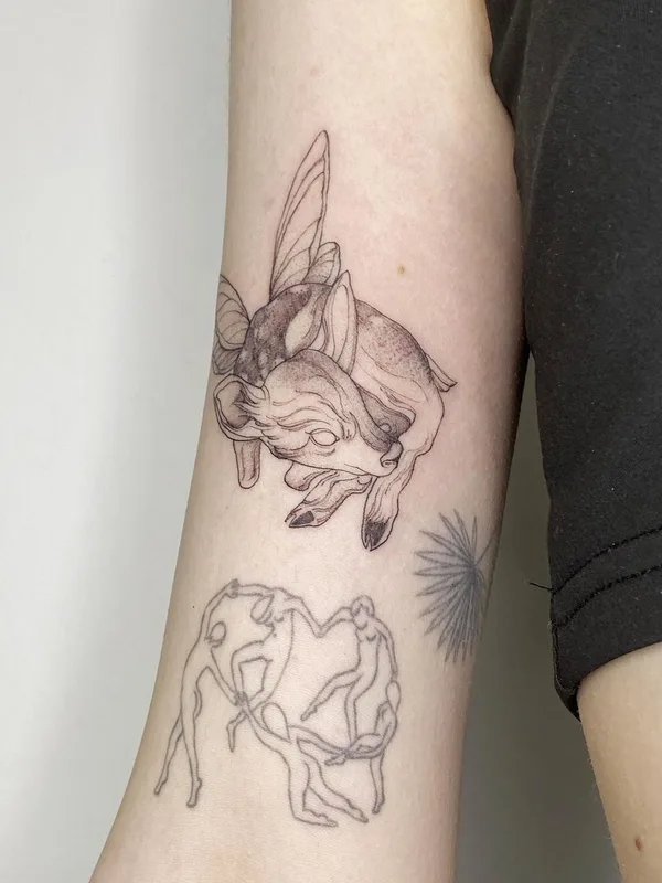 black and grey fineline татуировка на forearm #55498 | Тату мастер Настя mlvtsktattoo