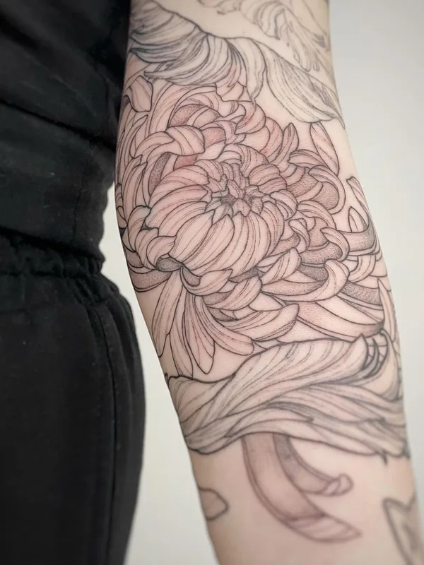black and grey linework татуировка на forearm #55496 | Тату мастер Настя mlvtsktattoo