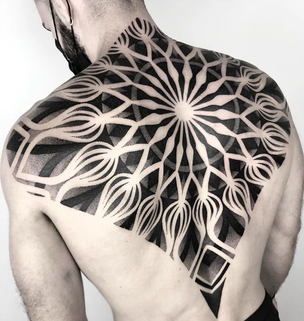 Geometric Mandala, Geometric tattoo on Upper Back