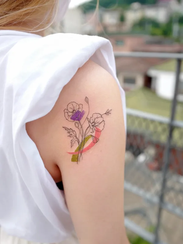 female color linework 타투 부위 shoulder #55573 | 타투이스트 Joo Joo